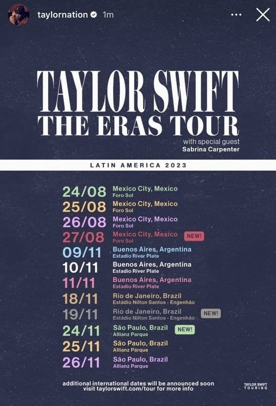 Taylor Swift abre una cuarta fecha en México