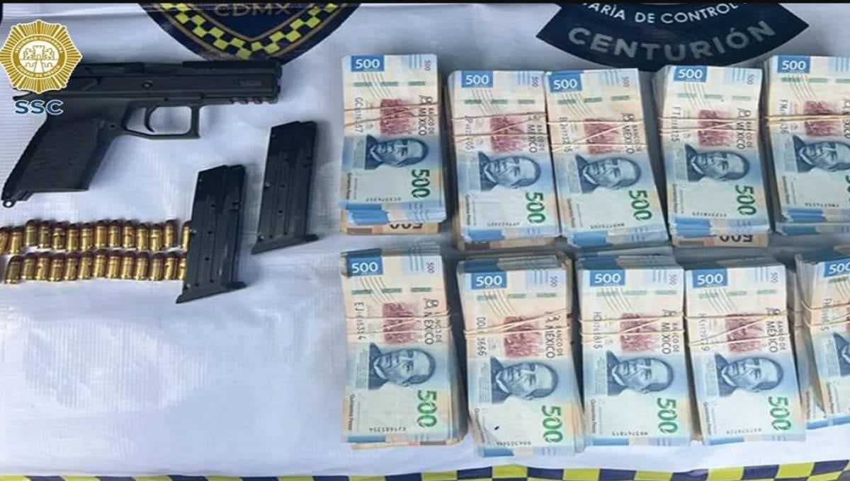 Detienen a 3 personas con un millón de pesos y un arma en Coyoacán