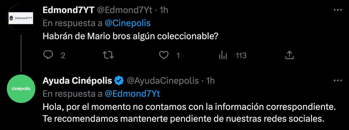 Cinépolis sobre el combo de Mario Bros. La Película