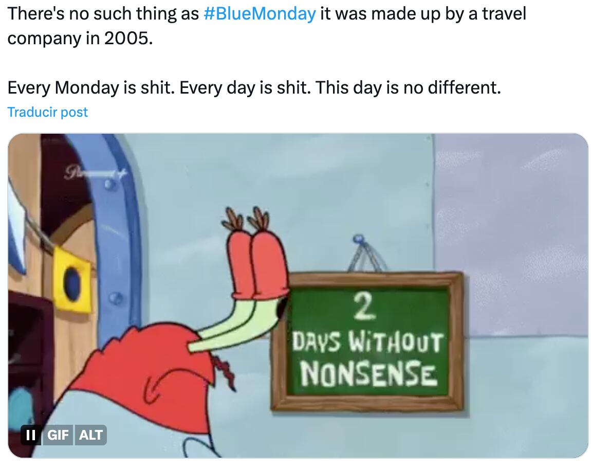Este 15 de enero es el Blue Monday y ya desató los mejores memes