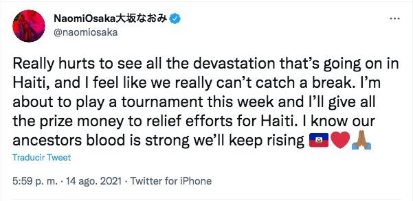 Mensaje Naomi Osaka Haití