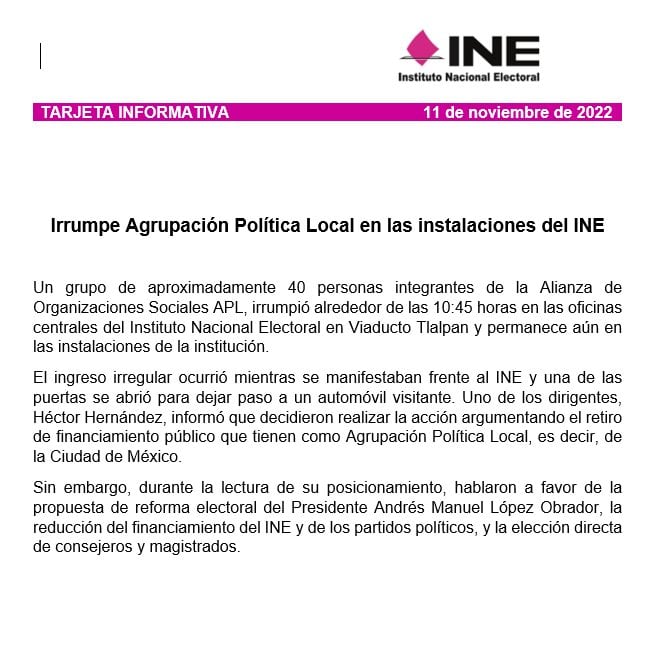Irrumpen oficinas del INE