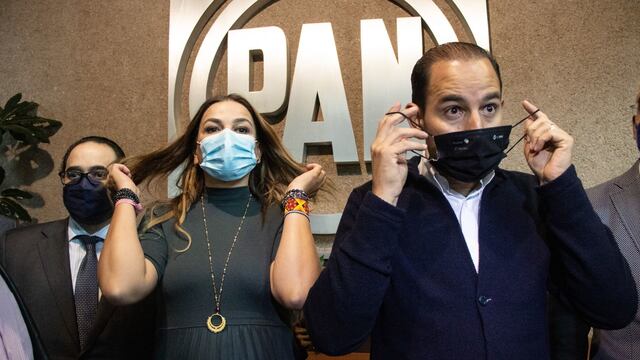 Marko Cortés y Cecilia Patrón Laviada, dirigentes del PAN Nacional.