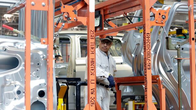 Aspectos de la línea de producción del modelo Tiguan de Volkswagen, en Puebla