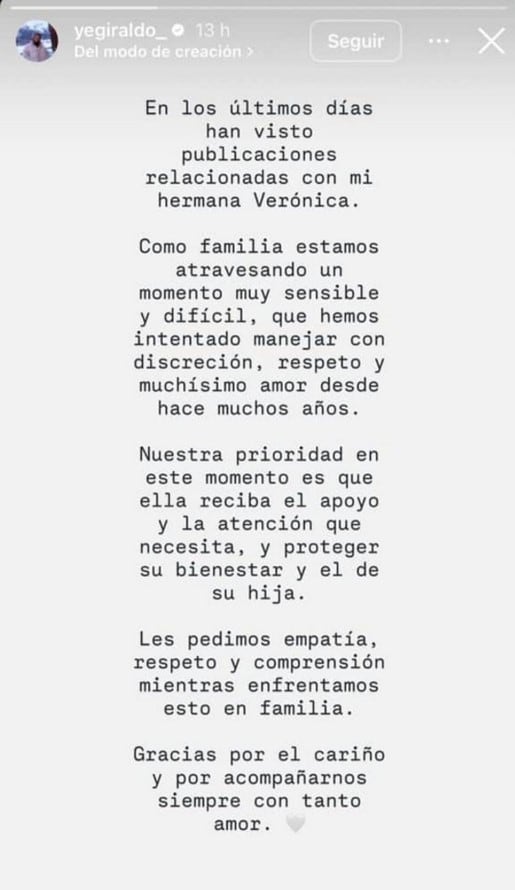 Comunicado Jessica Giraldo, hermana menor de Karol G