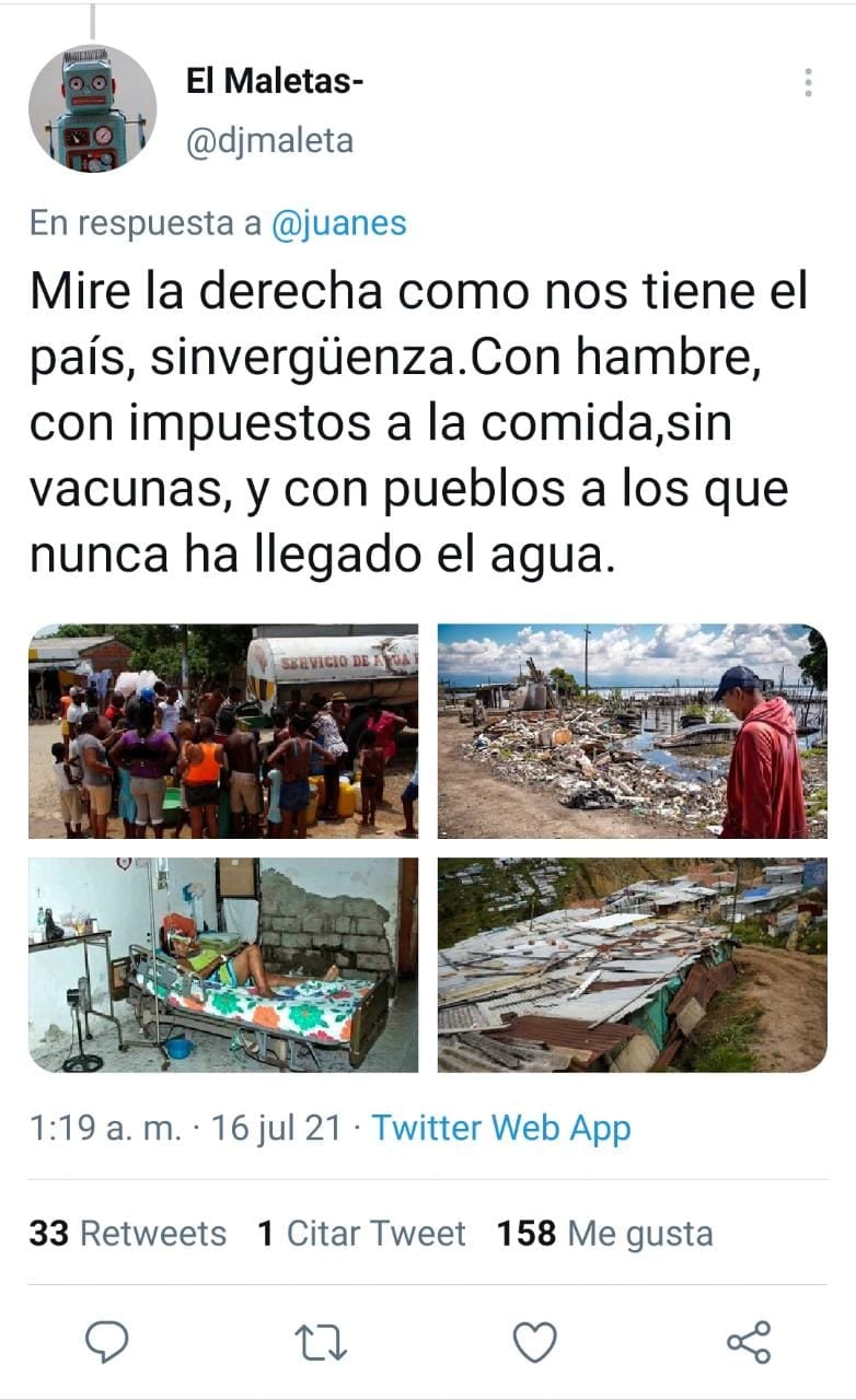 Respuesta a Tweet de Juanes