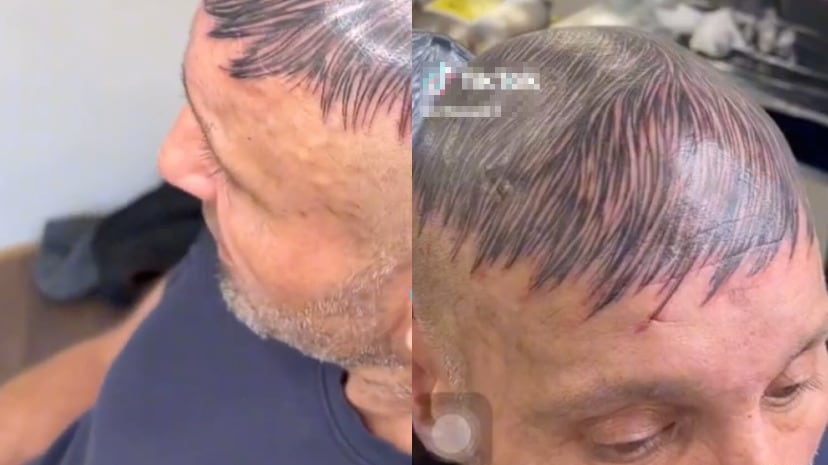VIDEO: ¿Desesperado? Un hombre se tatúa la cabeza para sorpresa de TikTok