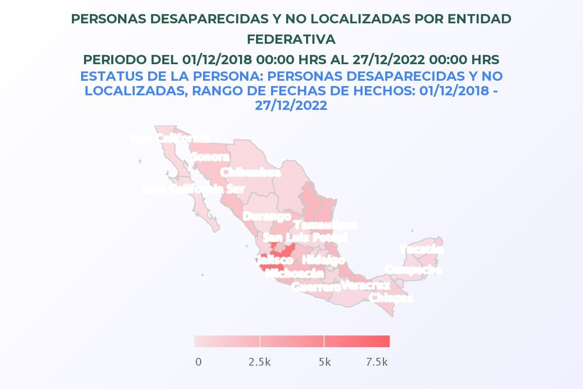 Mapa de las personas desaparecidas en el país