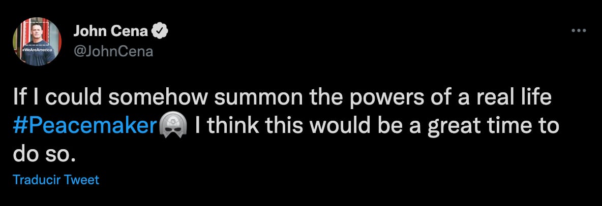 Mensaje de John Cena sobre Peacemaker
