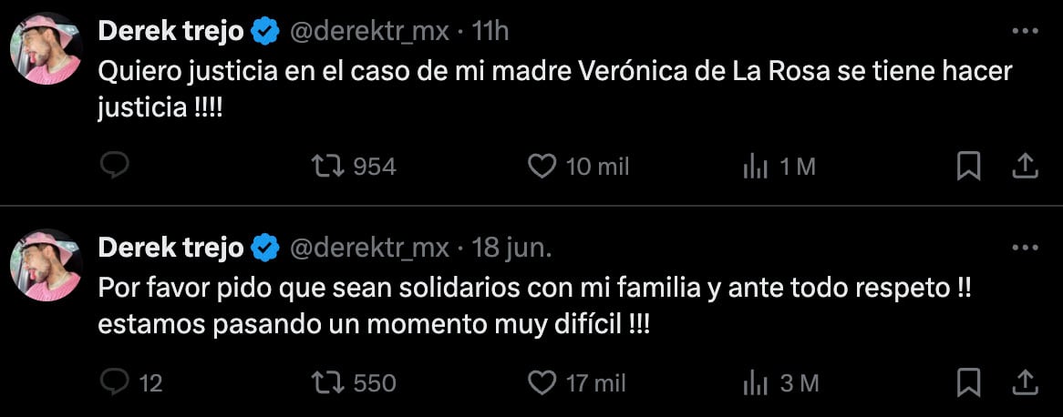 Derek Trejo pide justicia por la muerte de su mamá