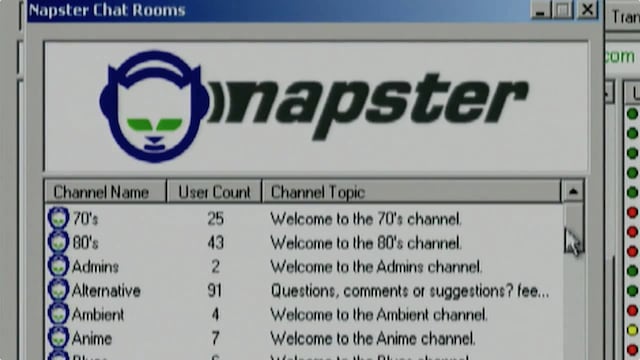 Napster fue un servicio de distribución de archivos de músicaque se popularizó en el 2000.