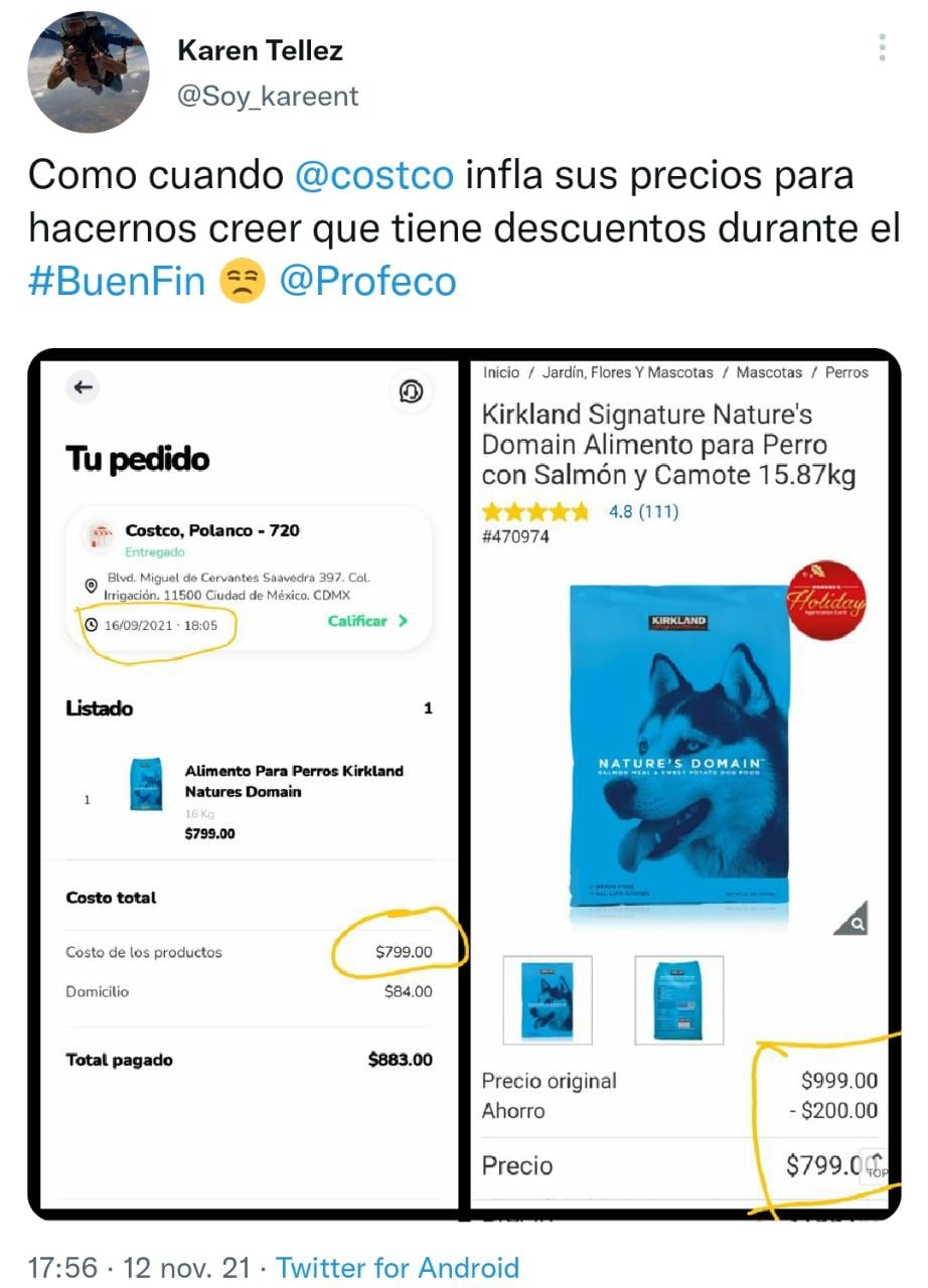 Oferta falsa en croquetas para perro en Costco