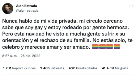 Alan Estrada hace pública su homosexualidad