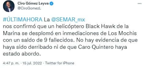 Ciro Gómez Leyva sobre accidente de helicóptero de la Marina