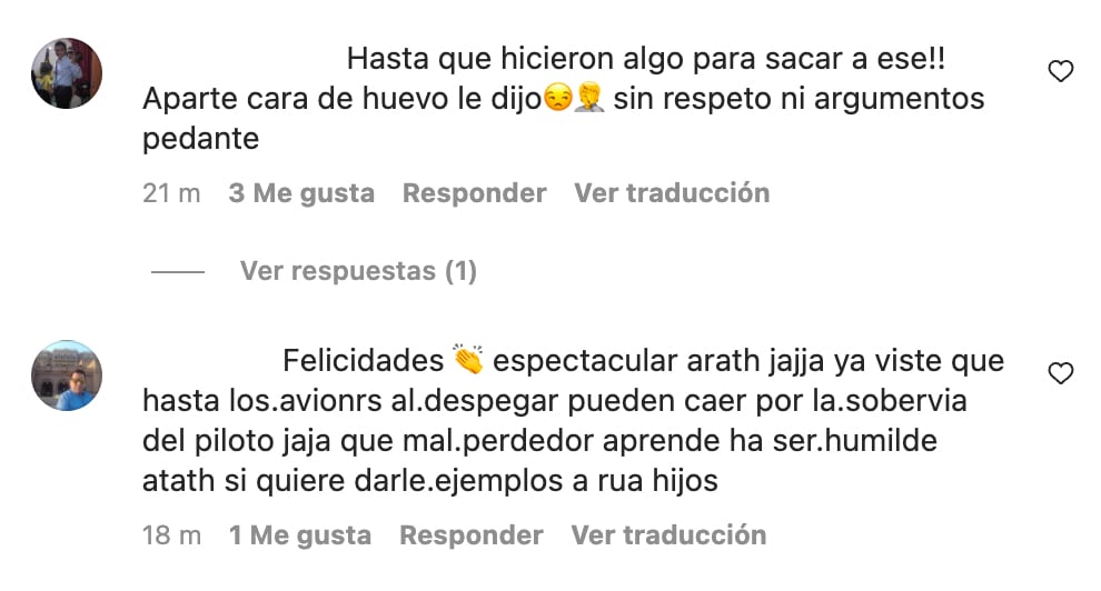 Comentarios contra Arath De la Torre, El Retador