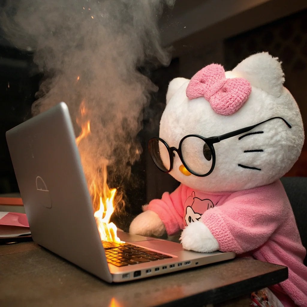 Memes de Hello Kitty con estrés laboral
