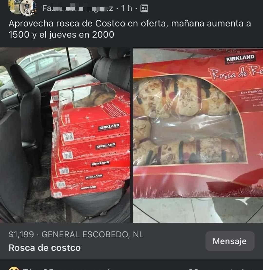 Reventa de Rosca de Reyes del Costco
