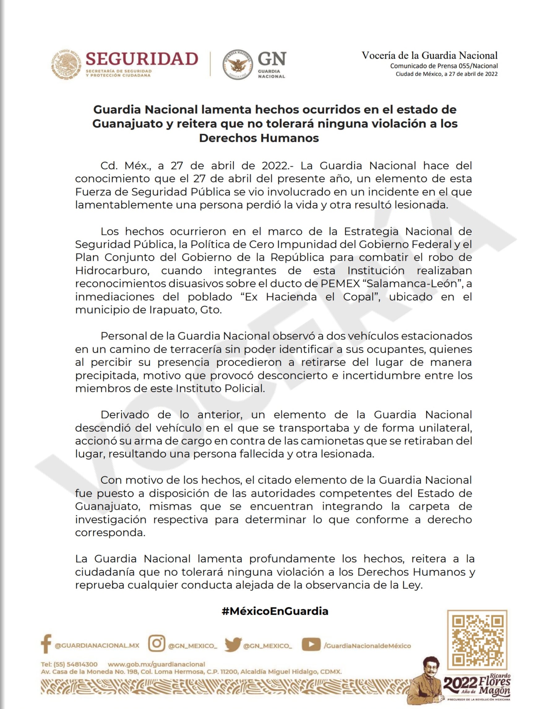Comunicado Guardia Nacional