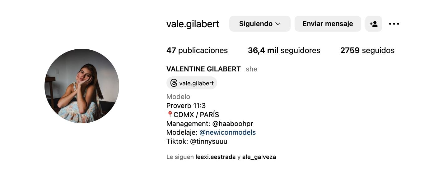 Instagram de de Valentina Gilaber