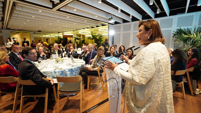 Xóchitl Gálvez durante su visita a España