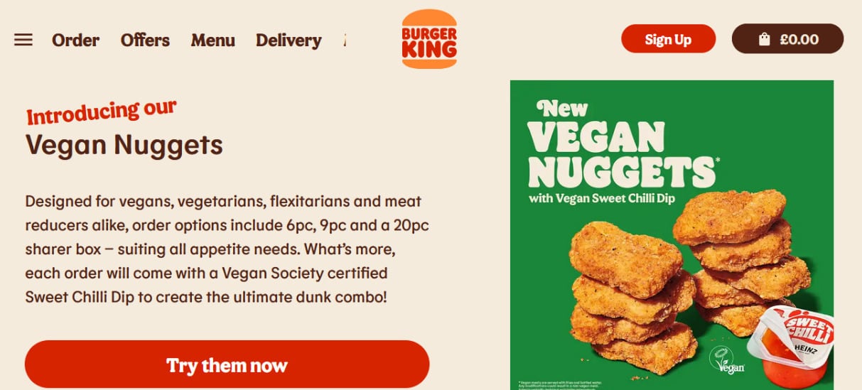 Burger King, nuggets veganos