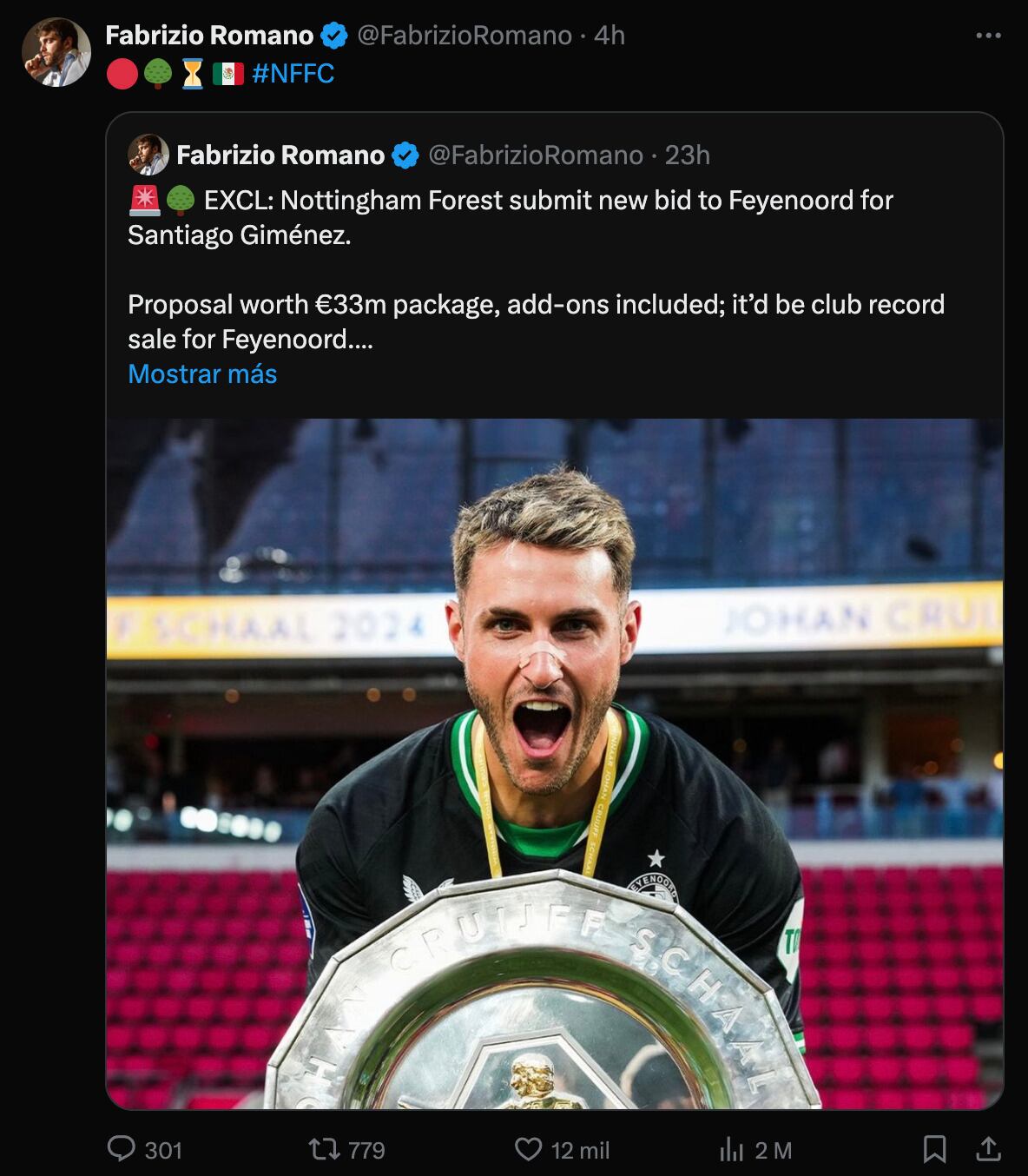 ¿Santiago Giménez saldrá del Feyenoord?