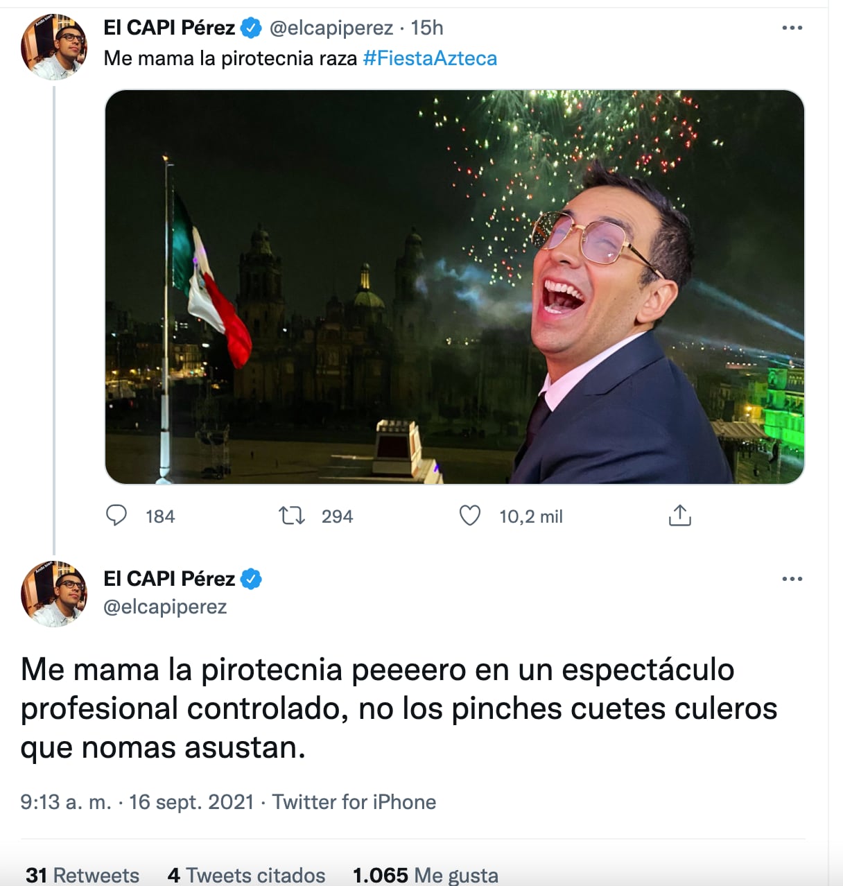 El 'Capi' Pérez asegura que le gusta la pirotecnia
