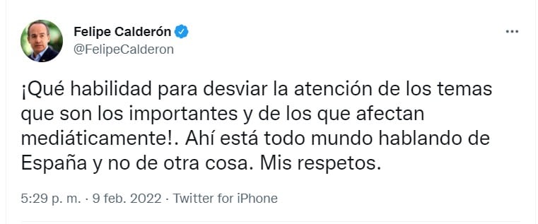 Tuit de Felipe Calderón