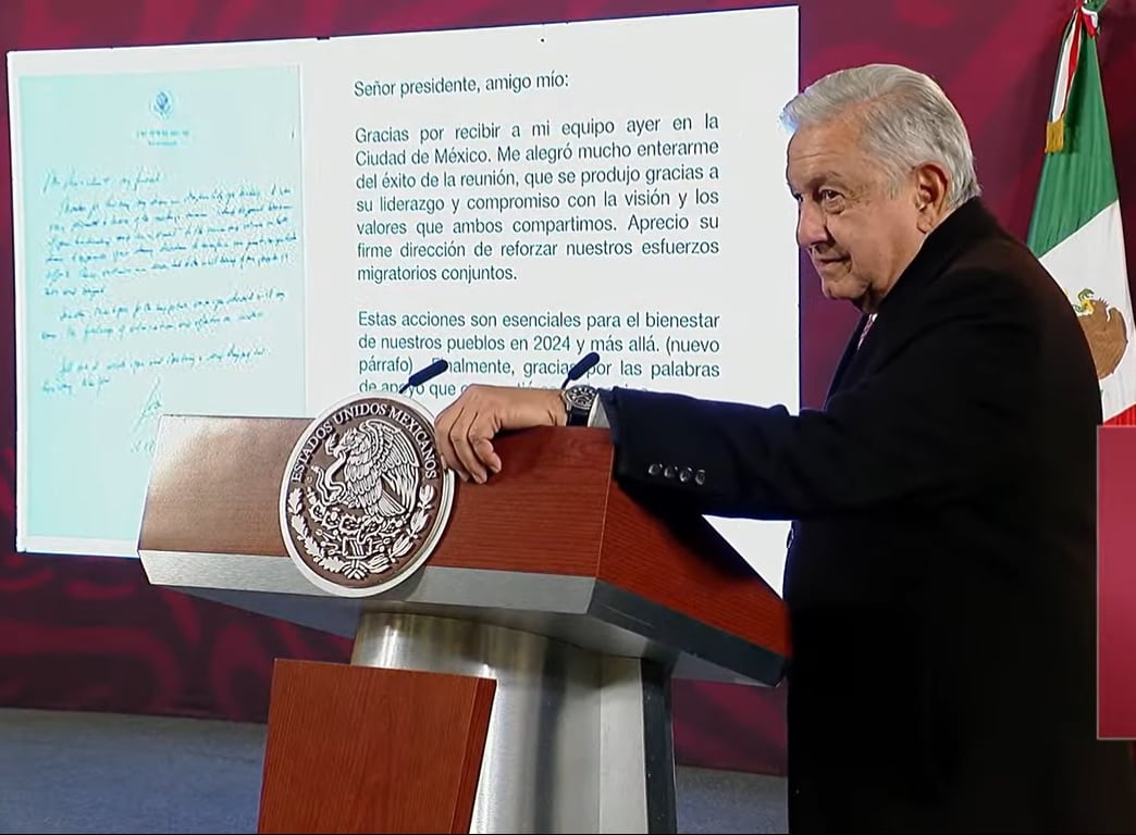 Carta de Joe Biden en Mañanera de AMLO en vivo