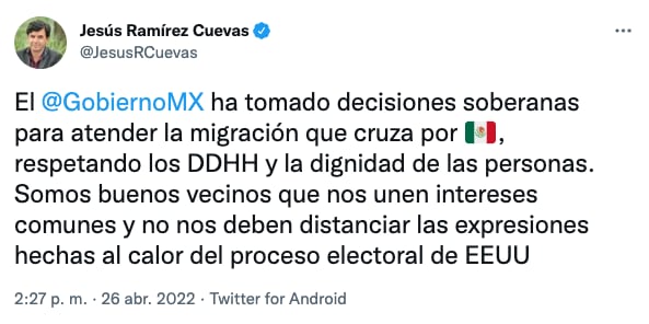 Jesús Ramírez Cuevas sobre la migración