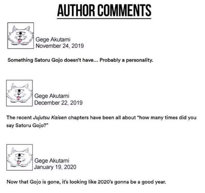 Gege Akutami, autor de Jujutsu Kaisen, se burla de Gojo Satoru