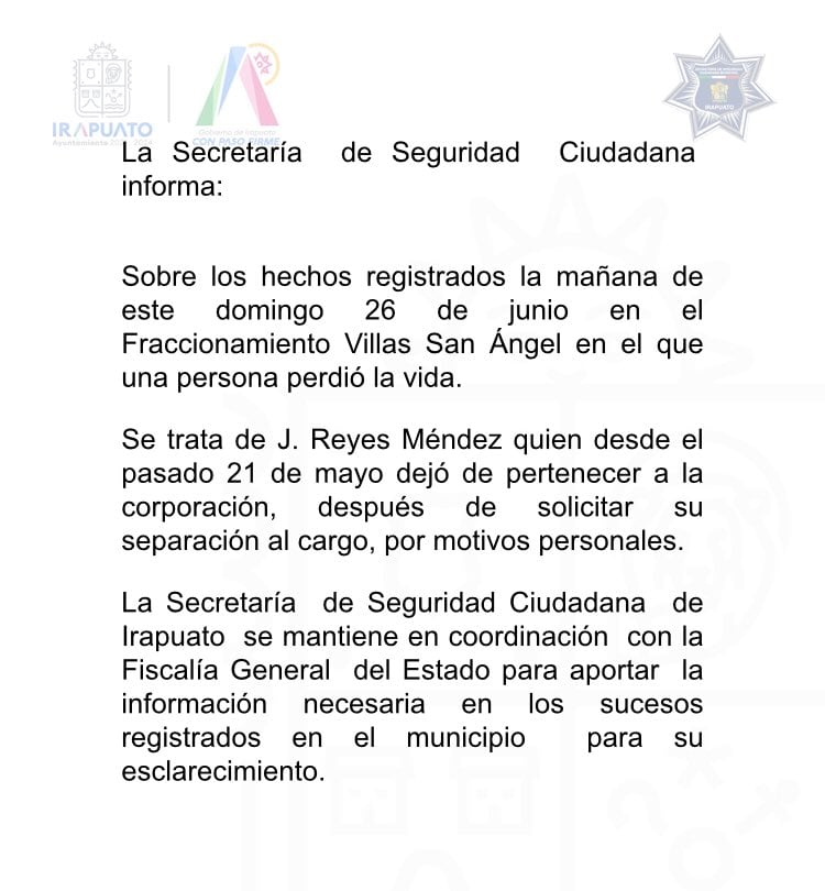 Matan al exdirector de la Policía en Irapuato; había renunciado a su cargo luego de un ataque armado