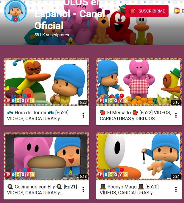 Pocoyó en YouTube Kids