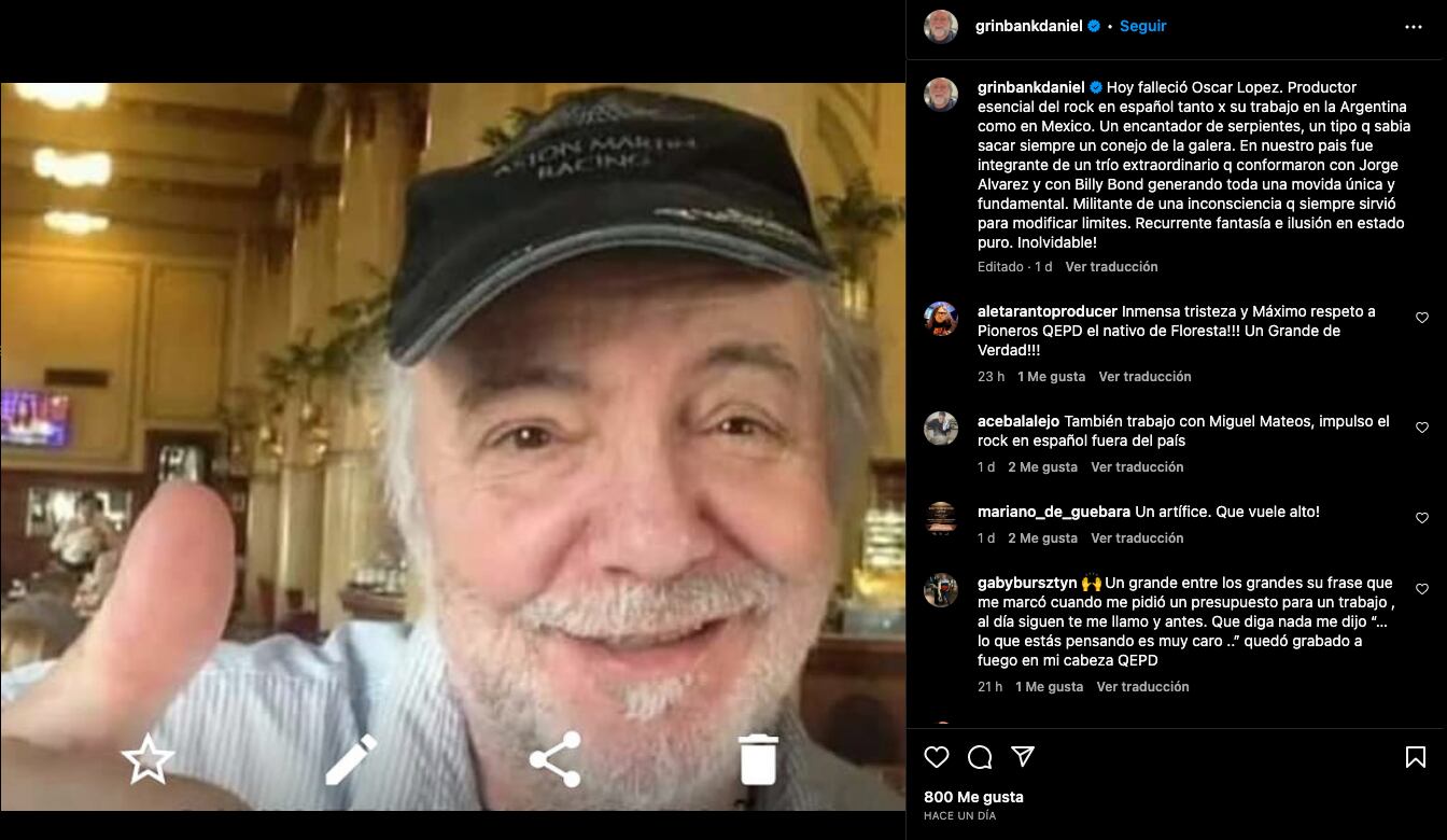 Óscar López murió el 27 de julio