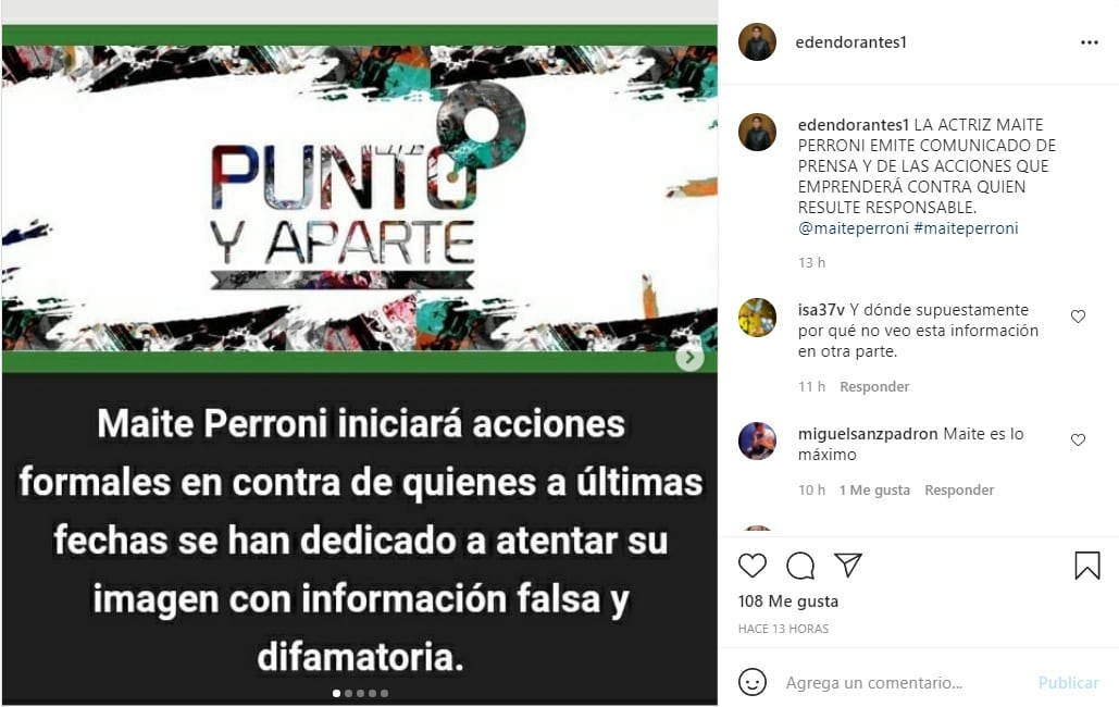 Maite Perroni comunicado