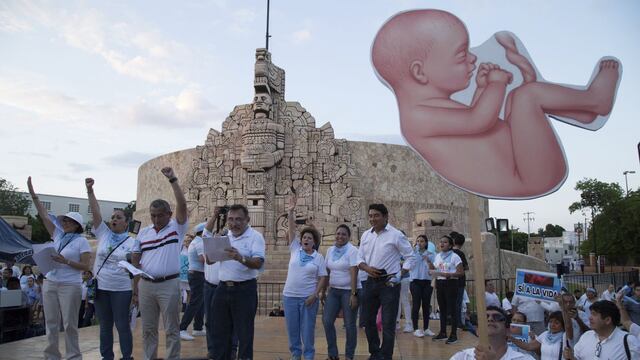 Marcha antiaborto en Yucatán.