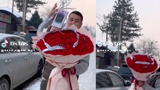 Le regala un iPhone y lo deja ir con los globos