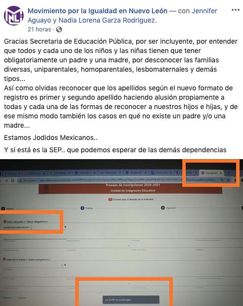 Movimiento por la Igualdad en Nuevo León SENL discriminación