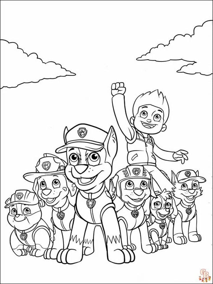 Dibujos bonitos de Paw Patrol y Ryder para colorear por el Día del Maestro