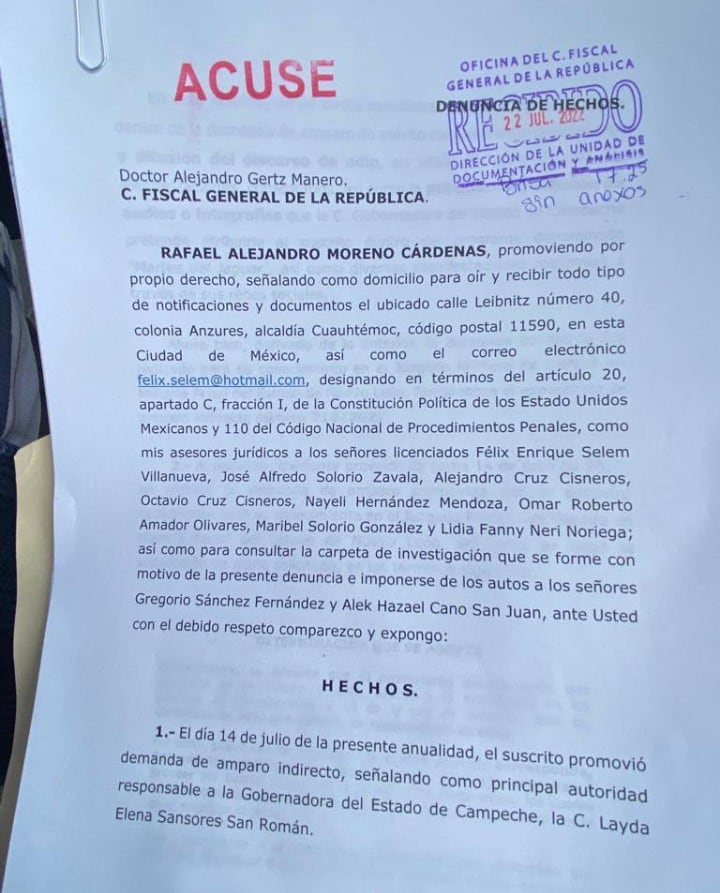 Denuncia contra Layda Sansores