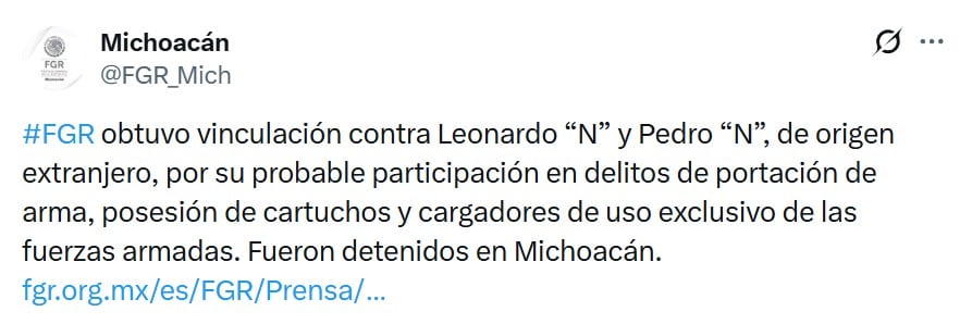 FGR detiene a dos personas de origen guatemalteco