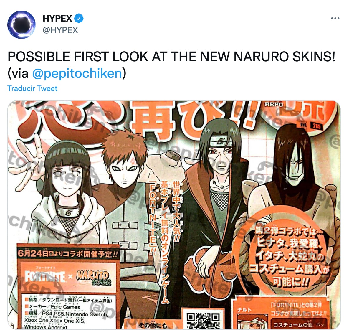 Skins de Naruto en Fortnite