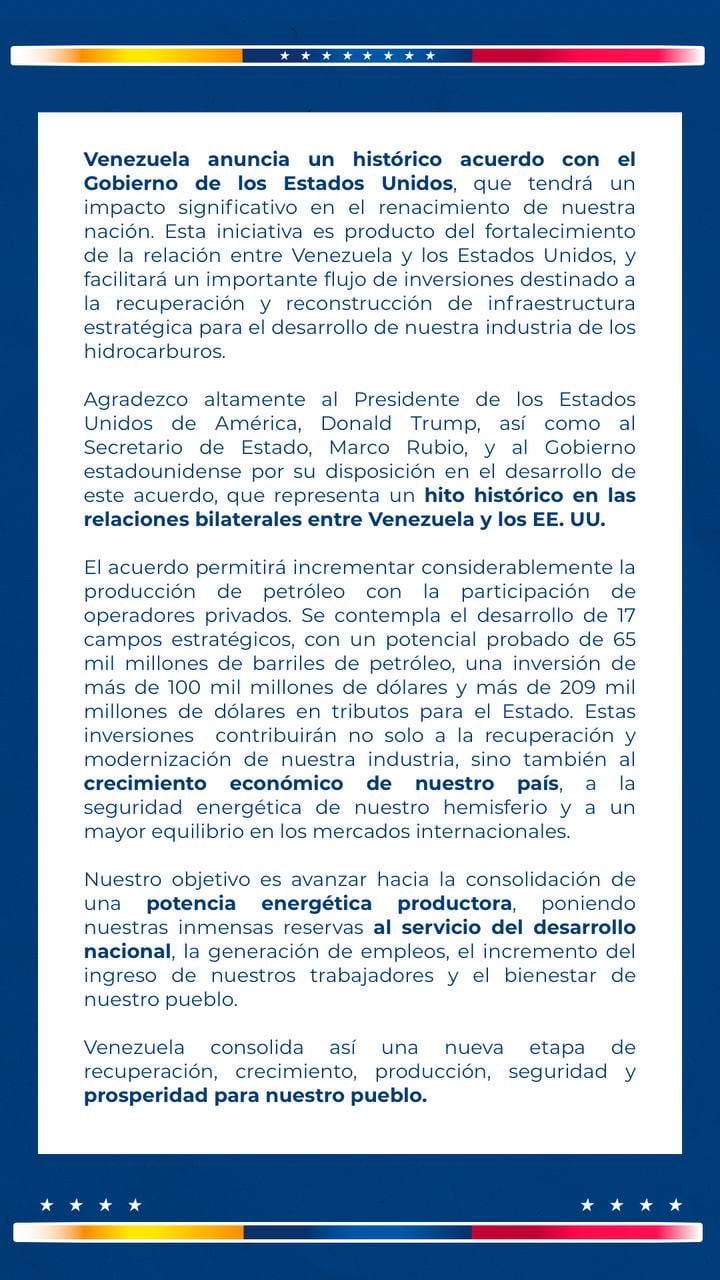 Delcy Rodríguez presenta nueva estrategia petrolera tras el acuerdo con Estados Unidos