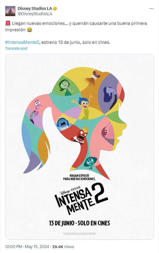 Nuevo póster de Intensamente 2 con Riley y sus emociones