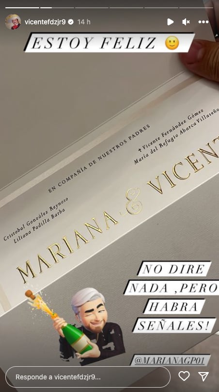 Mariana González y Vicente Fernández Jr no se olvidan del “rey” en las invitaciones para su boda