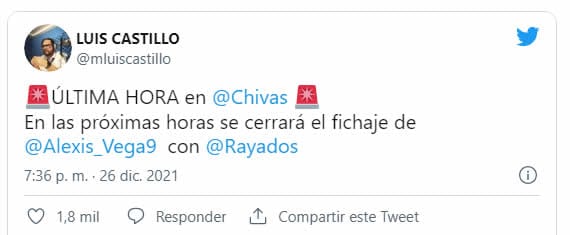 Luis Castillo sobre Alexis Vega