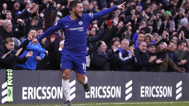 Hazard en un partido con el Chelsea