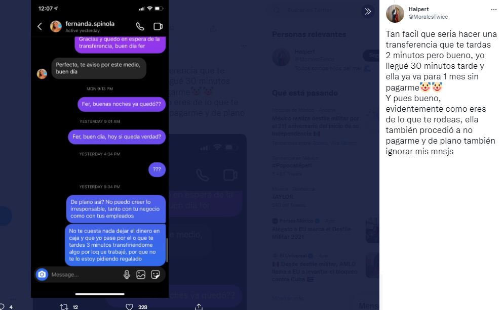 Denuncia a influencer por no pagar sueldo.