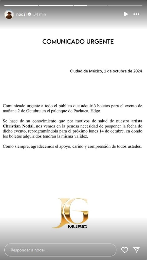 Comunicado Christian Nodal