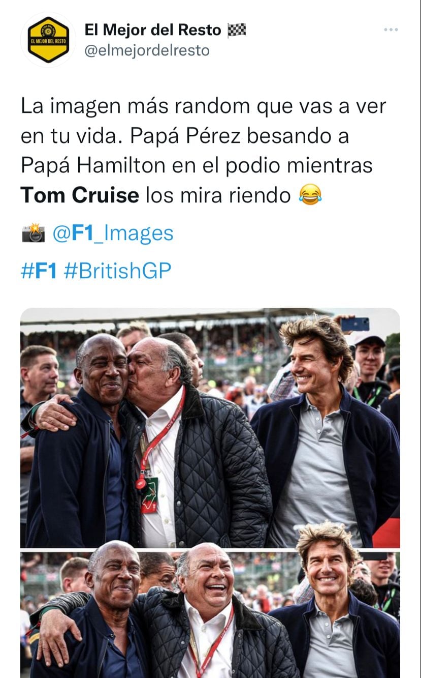 Anthony Hamilton, Antonio Pérez Garibay y Tom Cruise en la ceremonia de premiación.
